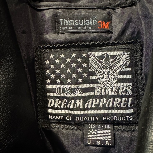 Dream Apparel Vintage Leather Motorcycle Jacket Men’s L “Live to Ride” Eagle - Picture 8 of 9